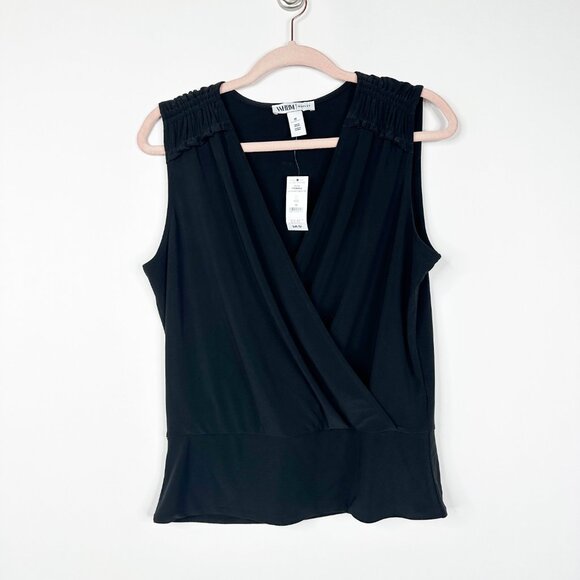 NWT White House Black Market Sleeveless Banded Bottom Surplice Top Medium #WHBM3 - Picture 2 of 9